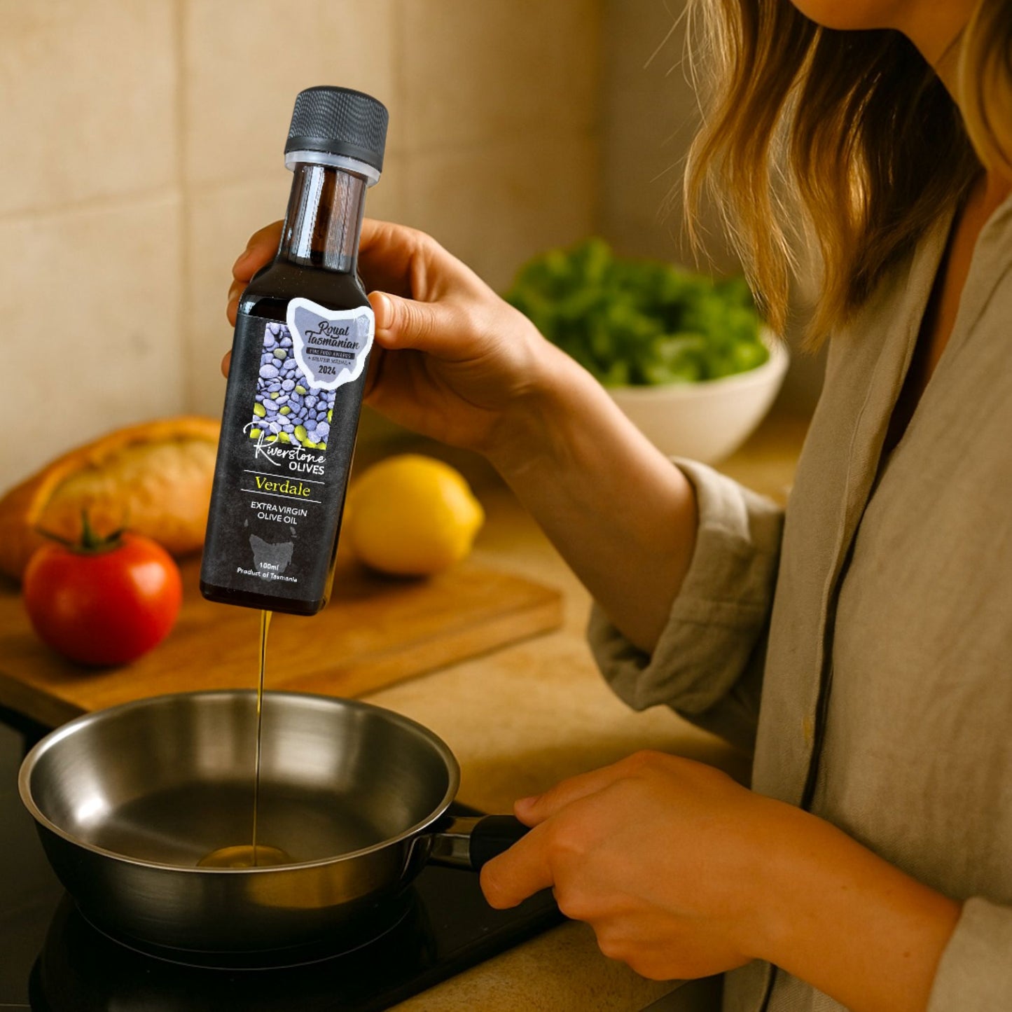 French Verdale olive oil being used in cooking showcasing culinary applications