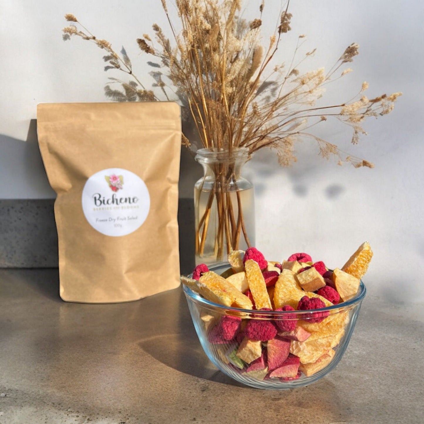 Premium freeze dried fruit salad with Tasmanian apple pieces and mixed berries