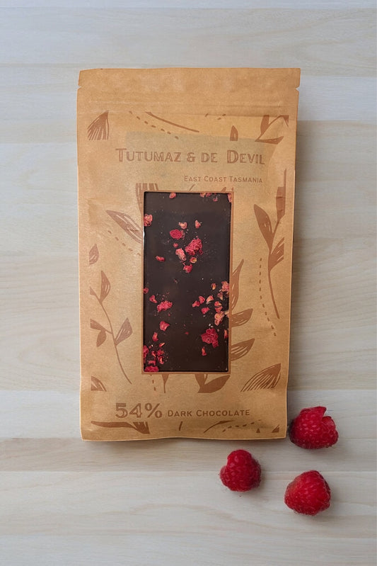 Premium 54% Dark Chocolate Bar - Raspberry