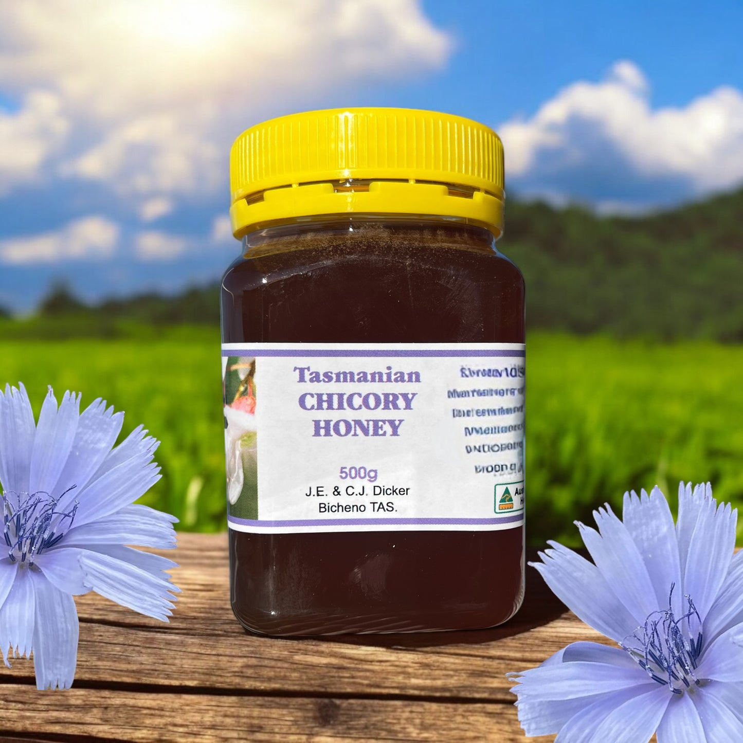 A jar of Tasmanian Chicory Honey