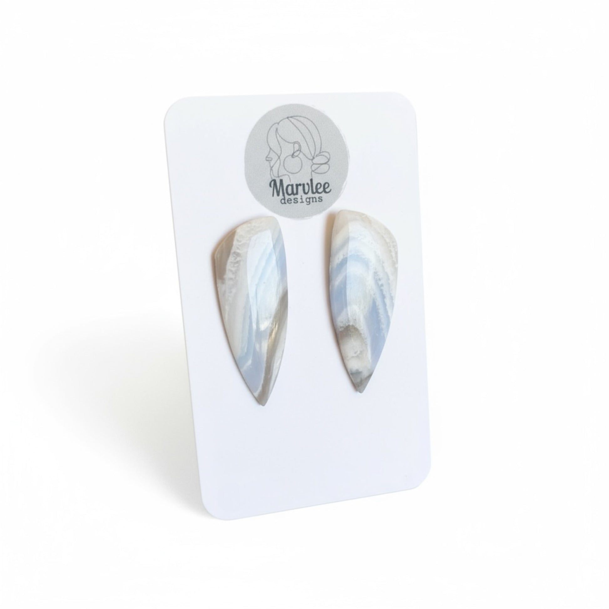 Side profile of Wave large stud earrings with authentic Tasmanian shells handcrafted