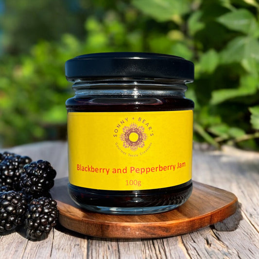Blackberry and Pepperberry Jam jar by Sonny & Bear - unique Tasmanian gourmet preserve with native pepperberries.