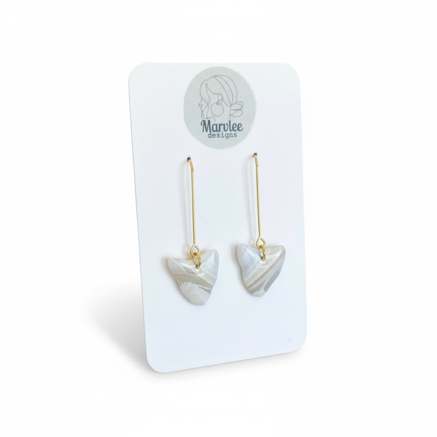 East Coast small drop earrings shaped like Tasmania real shells from East Coast beaches by MarvLee Designs