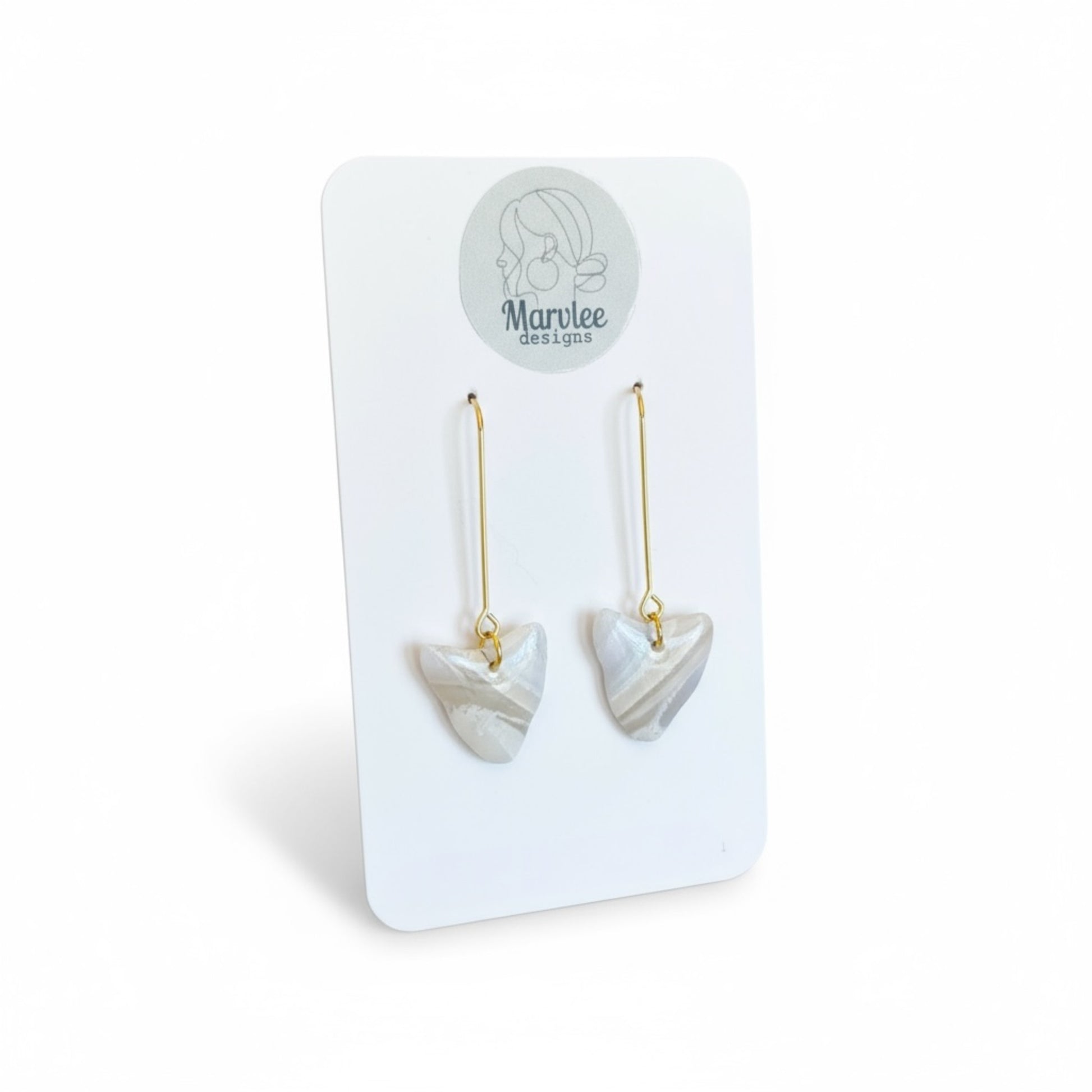 East Coast small drop earrings shaped like Tasmania real shells from East Coast beaches by MarvLee Designs