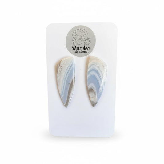 Wave large stud earrings with real Tasmania East Coast shells handmade by MarvLee Designs