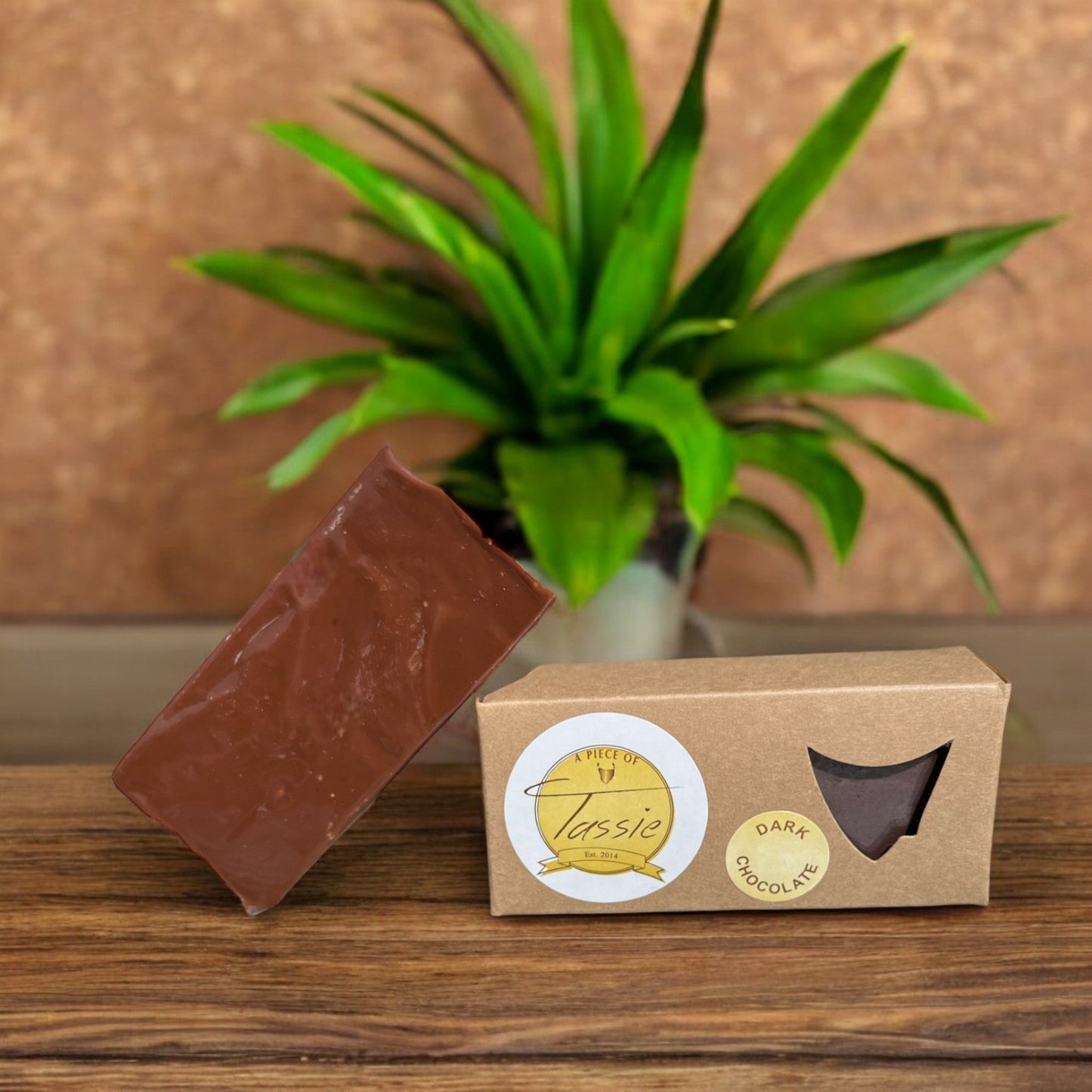 Handcrafted Tasmanian dark chocolate fudge pieces showing rich color and smooth artisanal texture