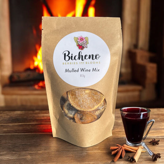 Bicheno Berries and Blooms Mulled Wine Mix package showing premium Tasmanian spice blend