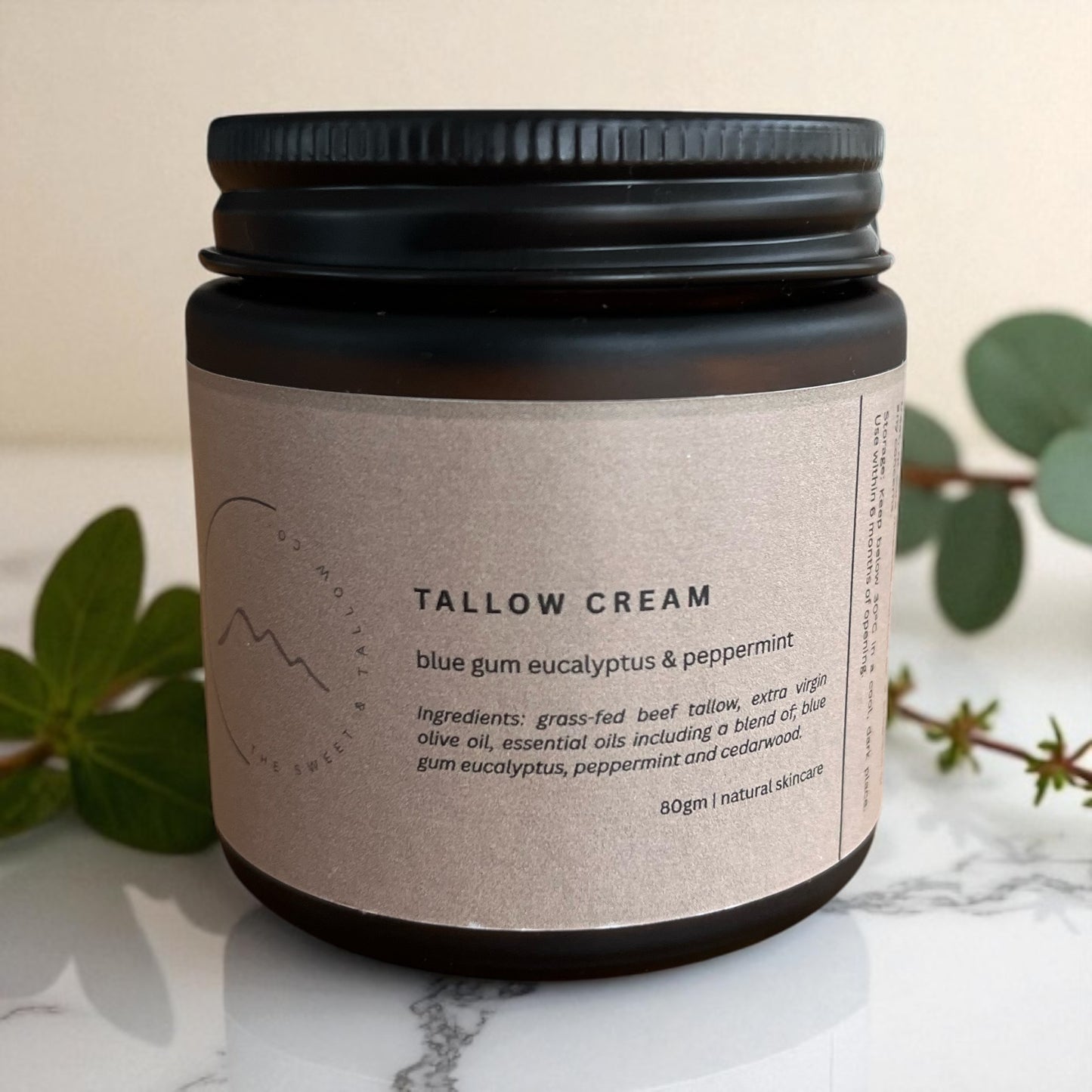 Australian Tallow Cream Tasmania showing native eucalyptus peppermint ingredients