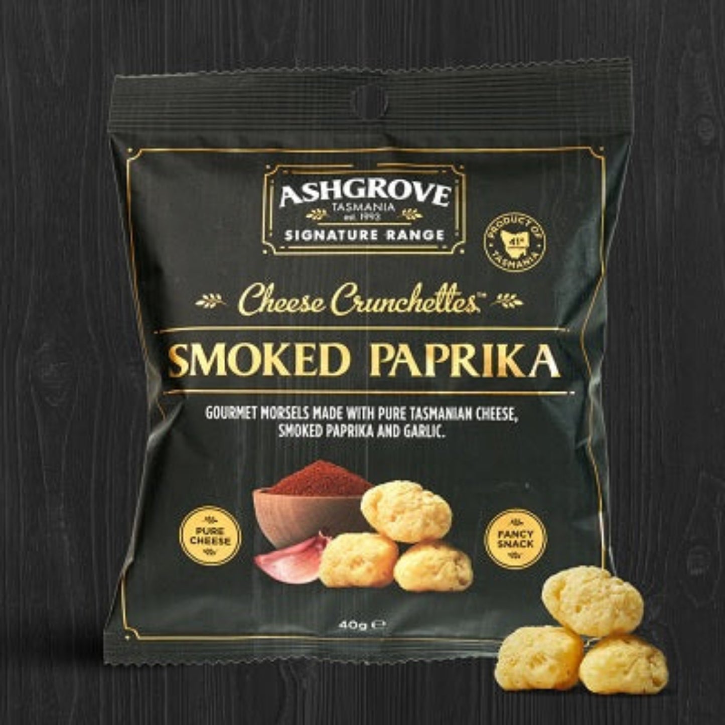 Ashgrove Cheese Tasmania Smoked Paprika and Garlic Cheese Crunchettes