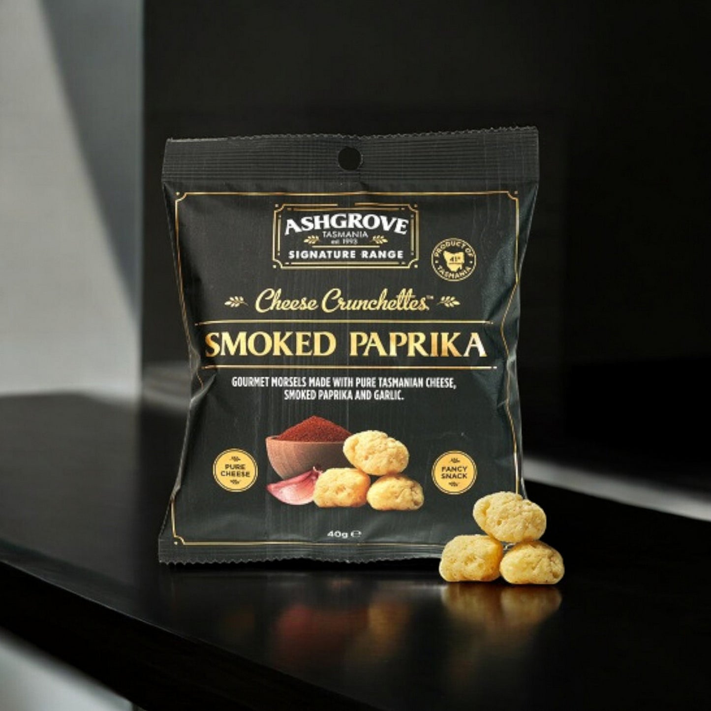 Ashgrove Cheese Tasmania Smoked Paprika and Garlic Cheese Crunchettes