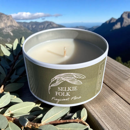 Freycinet Flora natural soy candle open showing artisan craftsmanship and Australian native botanical fragrance
