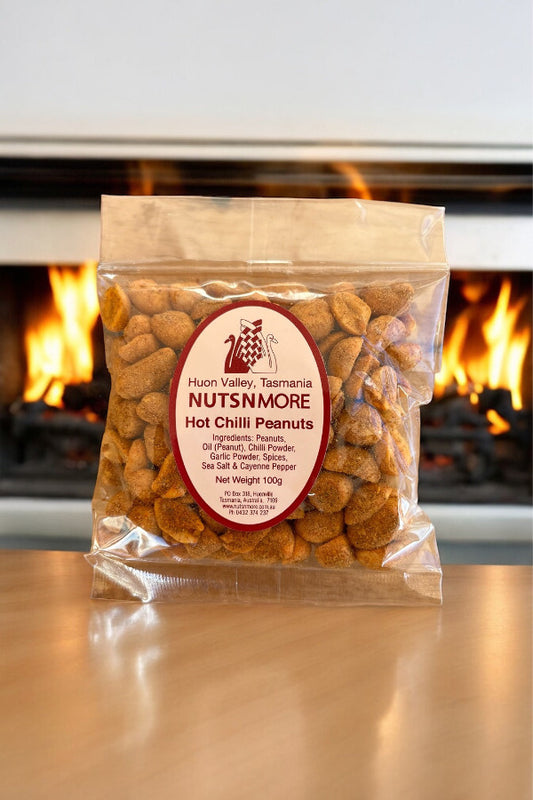 100g packet of Tasmanian Hot Chilli Peanuts by Nutsnmore