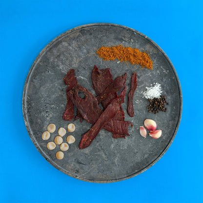 Tasman Ch'arki bush spice beef jerky ingredients displaying native Australian spices
