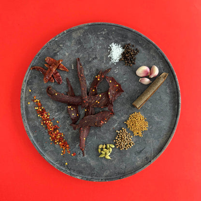 Tasmanian Tasman Ch'arki chilli beef jerky ingredients and showing spices blend