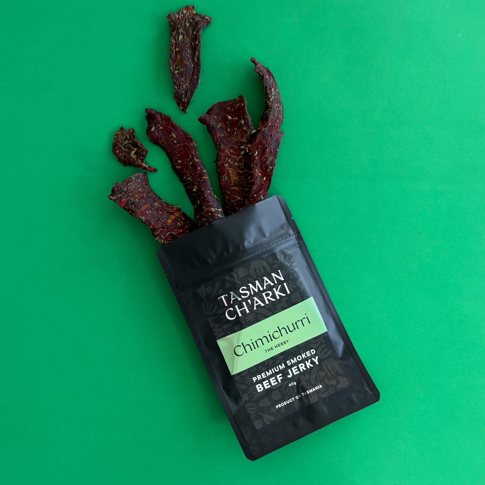 Chimichurri Smoked Beef Jerky by Tasman Ch'arki Tasmania