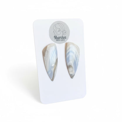 Side profile of Wave large stud earrings with authentic Tasmanian shells handcrafted