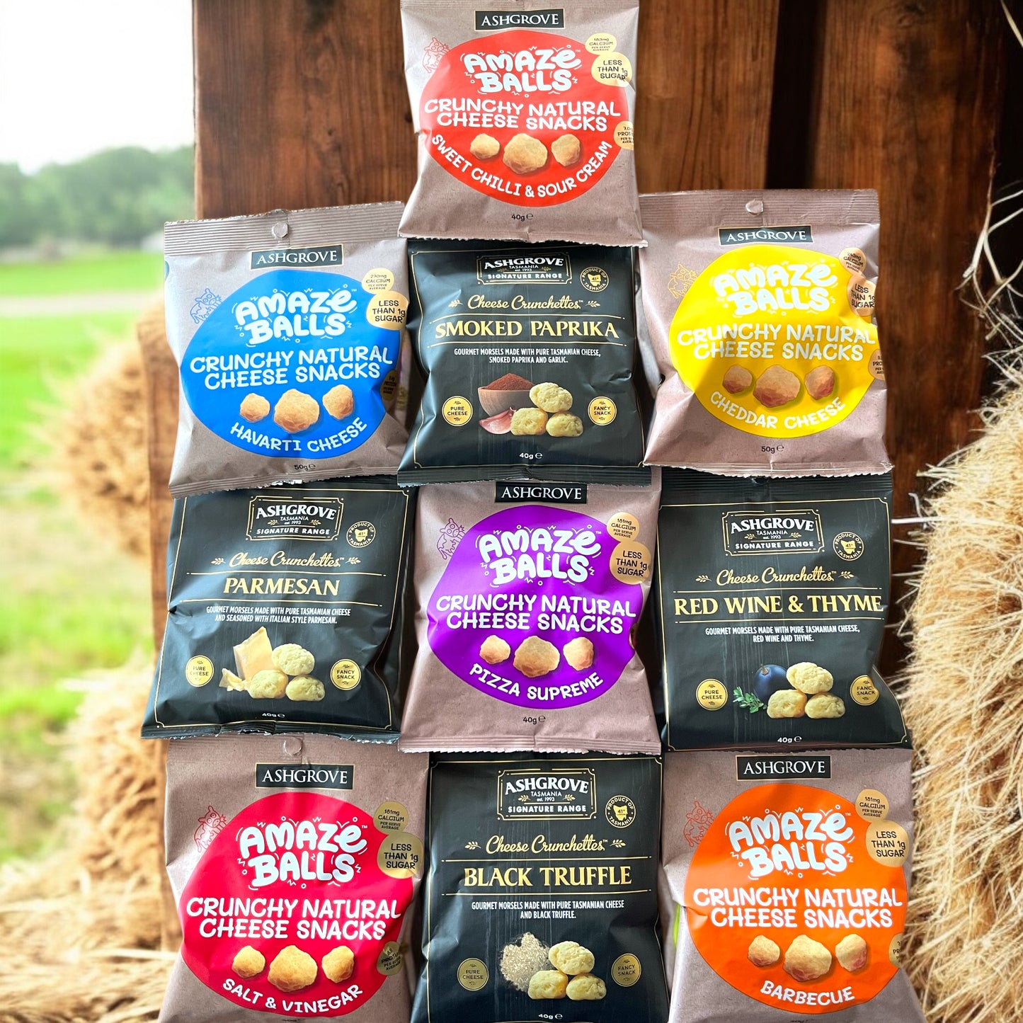 Ashgrove Cheese Tasmania AmazeBalls and Cheese Crunchettes Collection 10 Flavours 
