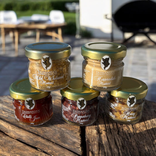 Tasmanian Gourmet Sauce Company Mustard and Chilli Jam range