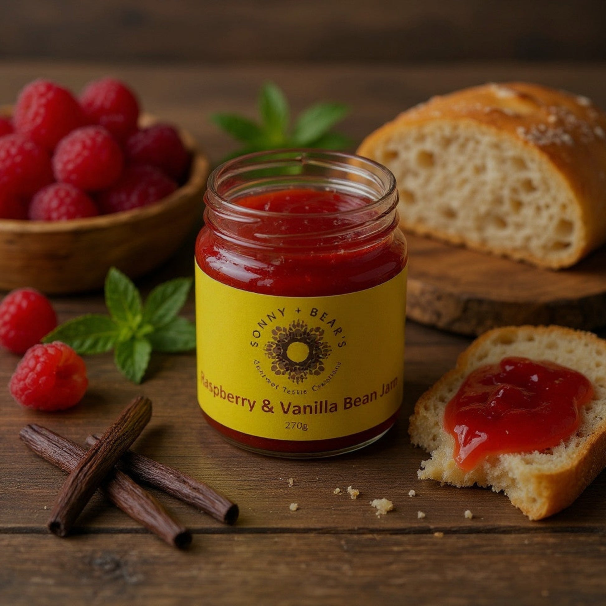 Raspberry Jam jar by Sonny & Bear - unique Tasmanian gourmet preserve