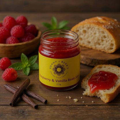 Raspberry Jam jar by Sonny & Bear - unique Tasmanian gourmet preserve